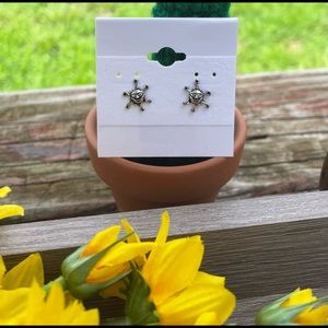 Sterling Silver Sun Smile Face Stud Earrings